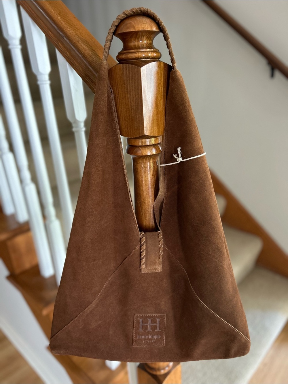 NWT Haute Hippie Triangle Suede Hobo, Cognac Brown - Picture 4 of 12
